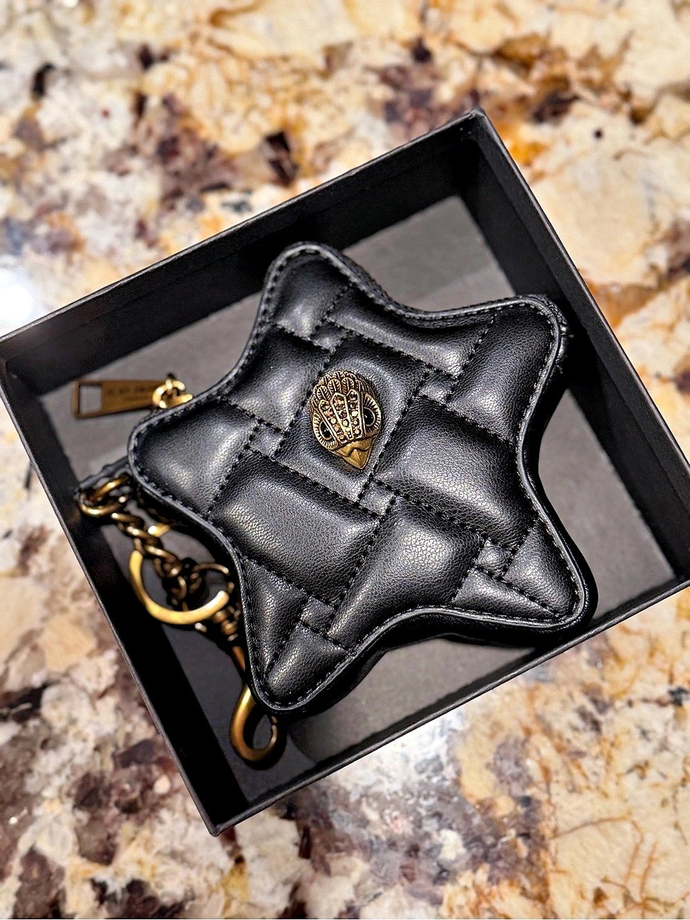 Kurt Geiger London Kensington Quilted Leather Star Coin Purse Keychain